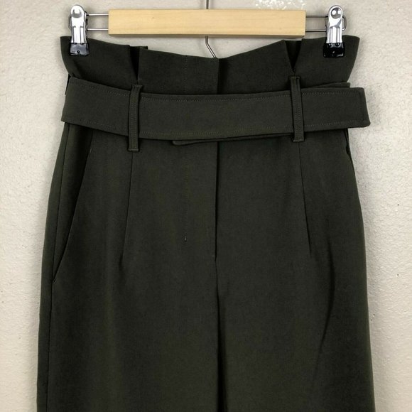 Babaton Women's Jermaine High Rise Wide Leg Pants Size 4 Belted Olive Green NWOT - Picture 3 of 12